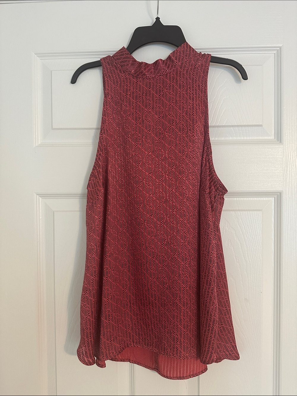 Anthropologie Sleeveless Mock Neck Camisole in Burgundy Print
